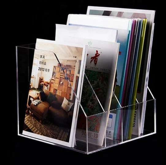 Wholesale clear acrylic display holder rack for file brochure magazine Organizer on desk