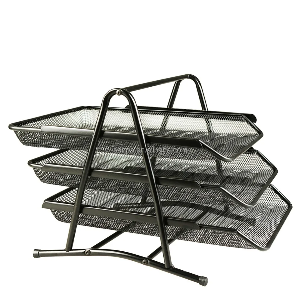 
High Quality Office Stationery Metal Mesh 3-Tier Document Tray / A4 Paper Tray 