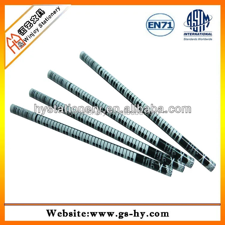 Wood music note piano keyboard pencil black and white colour school stationery for kids