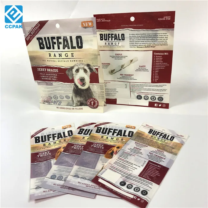 Eco-friendly 3 side sealed flat/standing pet food pouch feed chicken/dog/sheep food bags with logo print reusable packaging