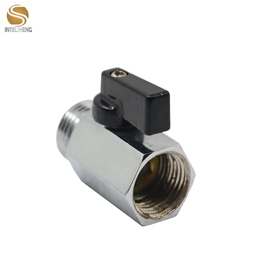 Yuhuan hot sale female-male Black Handle 1/4 inch-1inch brass nickel plated  mini ball valve