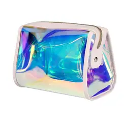HOMEIN Womens PVC Clear Hologram Transparent  MakeUp Bag for Girls