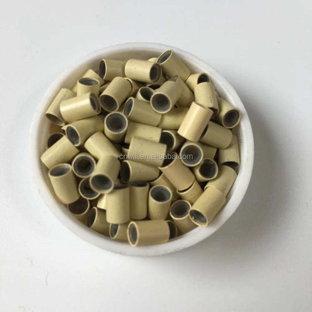 
4.0 3.0 6.0mm Copper Silicone Micro Link 4.0mm hair micro rings beads for loop i tip hair extensions copper silicone tube 5 colo 