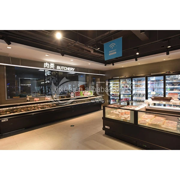 supermarket open type display chiller for meat and chicken/ butchery chiller for beef/ 2meter long deli chiller