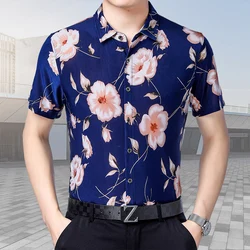 Hot sale western style loose man plus size digital print short sleeve man blouse tshirt