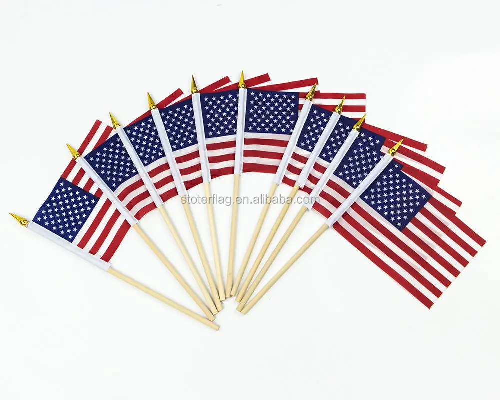 
12PCS USA FLAG ON WOODEN STICK 6