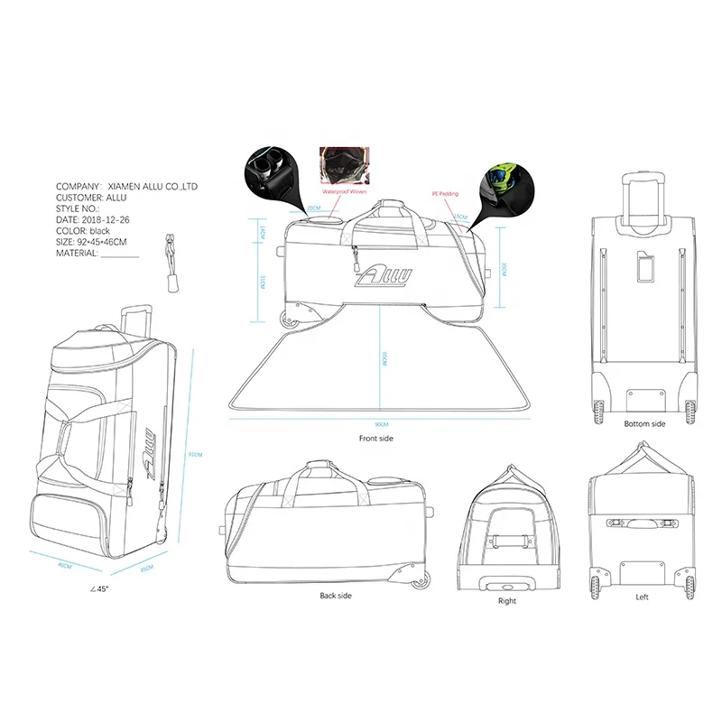 Bag With Wheel Shoe Compartment,Neoprene Wholesale Outdoor Racing Equipment Sport Bag With Shoe Pocket Manufacture