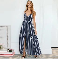 Maxnegio Sexy Mature Backless Striped Chiffon Women Dress China Manufacturer