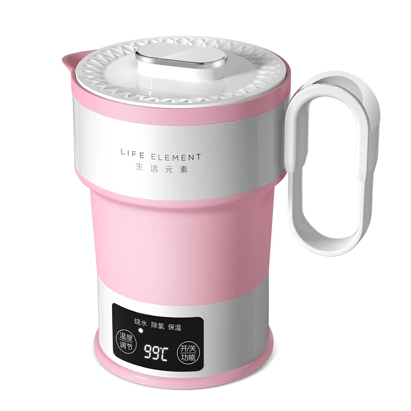 Silicone Kettle Dual Power 100-240V Portable Heating Element 600mL Electric Travel Kettle for Hotel