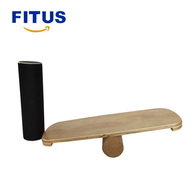 
FITUS Wooden Balance Board Premium Balance Trainer with Roller for Surf SUP Wakesurf Wakeskate Ski 