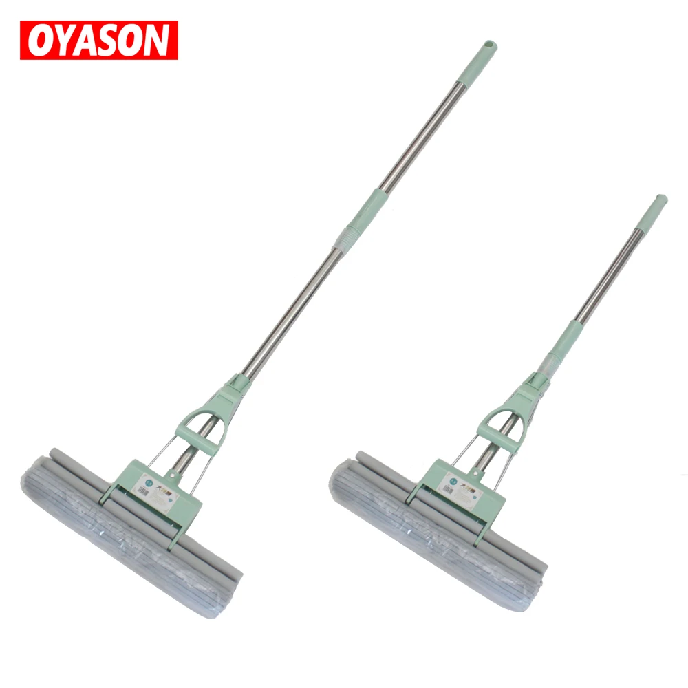 Shantou factory household squeeze telescopic pole cleaning sponge folding easy pva magic floor mop
