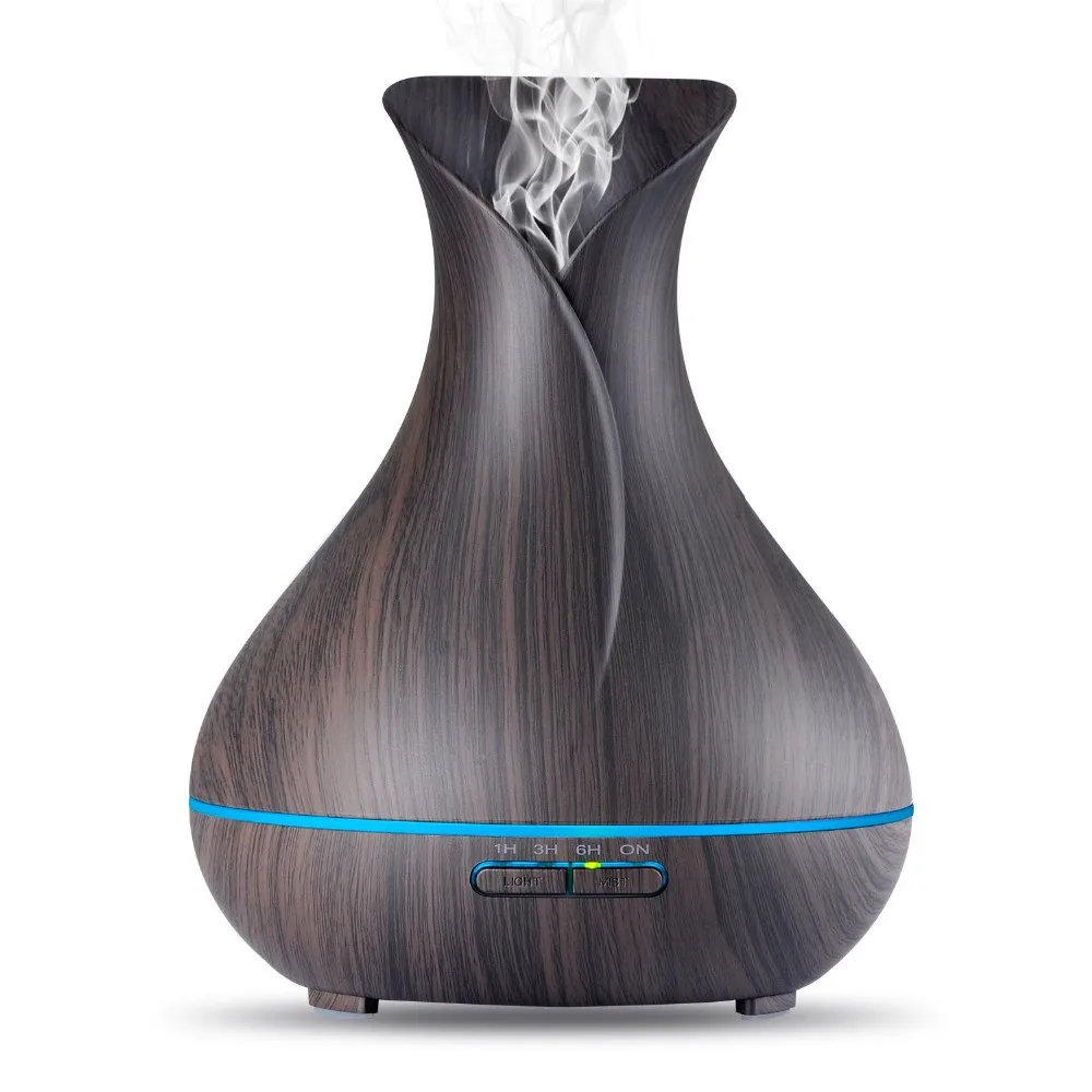 Vase Design Hot Selling 400ml Wood Grain Ultrasound Aromatherapy Essential Oil Diffuser