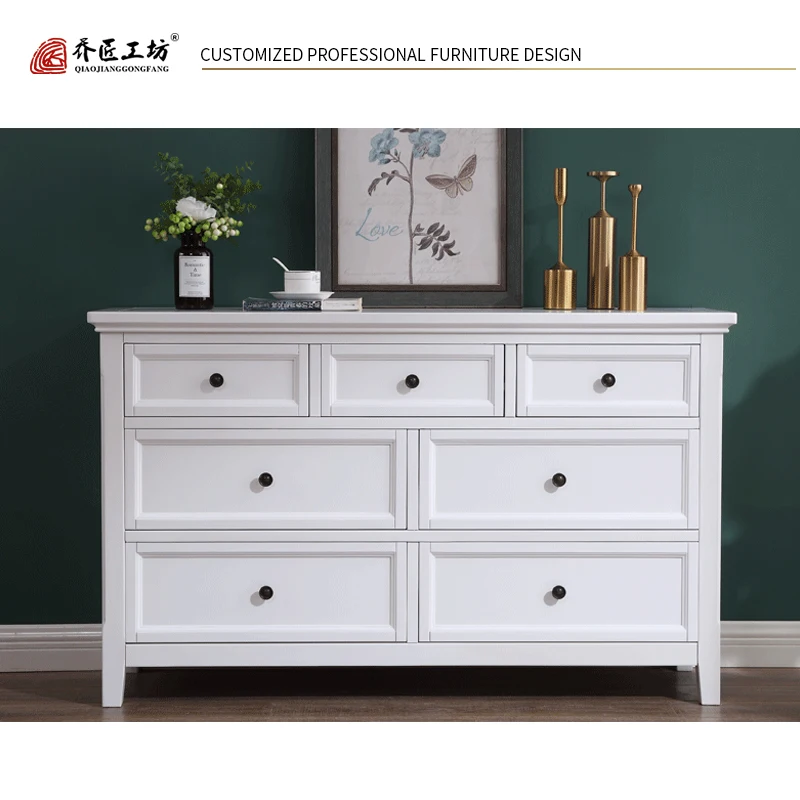 Factory Directly Supply Modern Blue Commodity TV Stand Natural Wooden Chest Drawer Living Room Cabinet