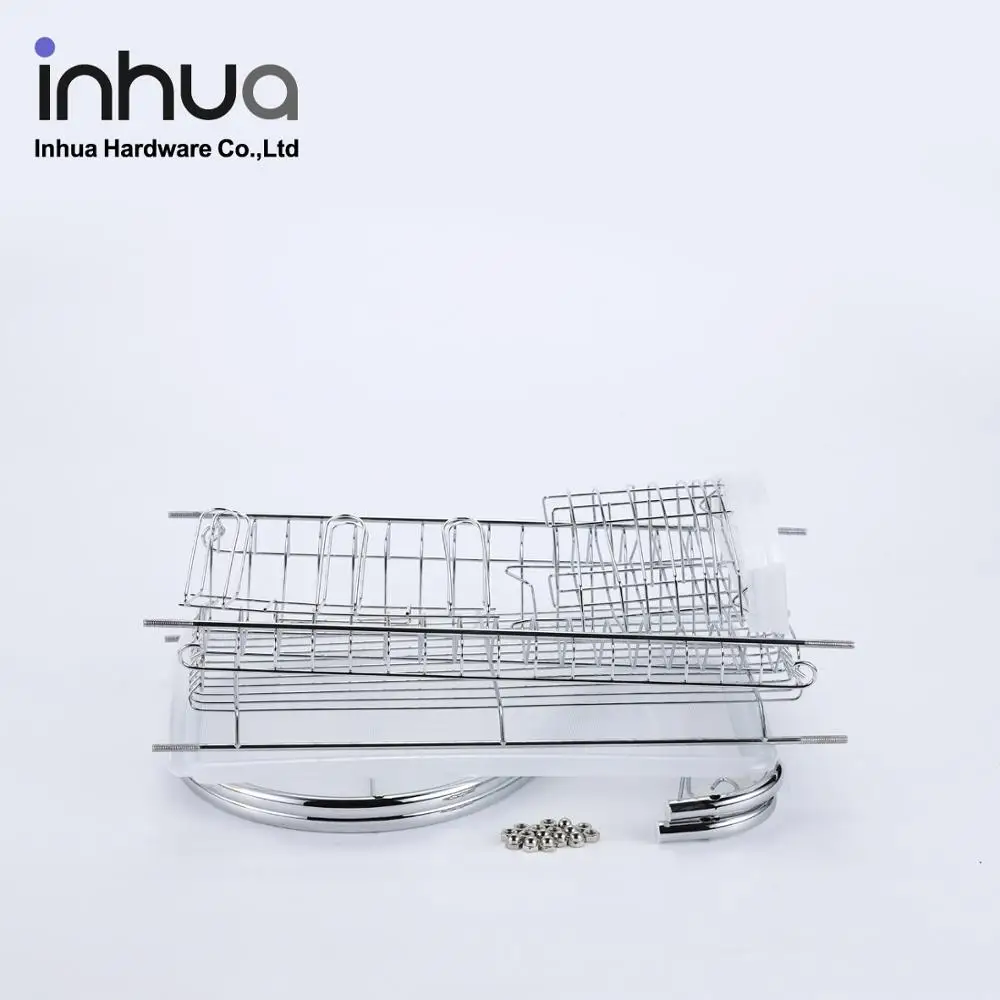 
S-shaped two-layer chrome-plated dish rack kitchen dish drying rack with drainboard 
