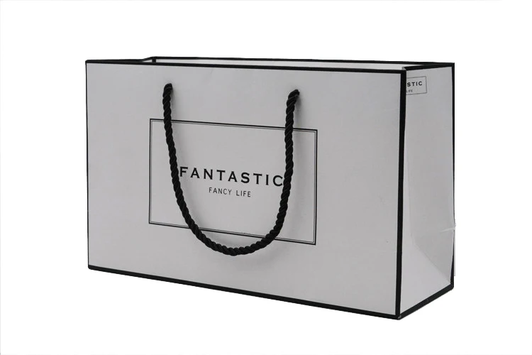 High Quality Custom logo Fashion Shopping Paper Jewelry Gift Packaging Bag Laminated Art White With
