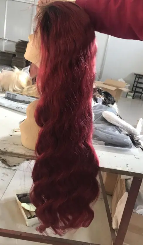
1b/red color 10a grade virgin human brazilian hair body wave full lace wigs for black women 