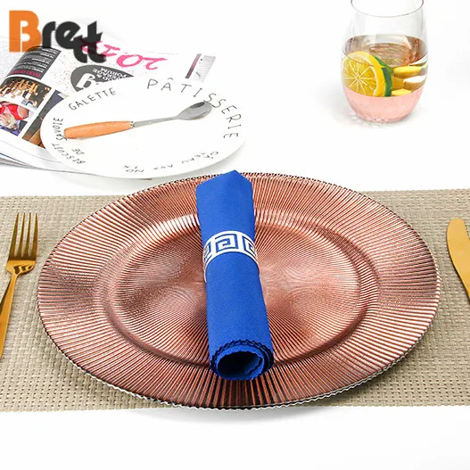 Tableware Market in Guangzhou Rose Gold Plated Glass Charger Plates Wedding
