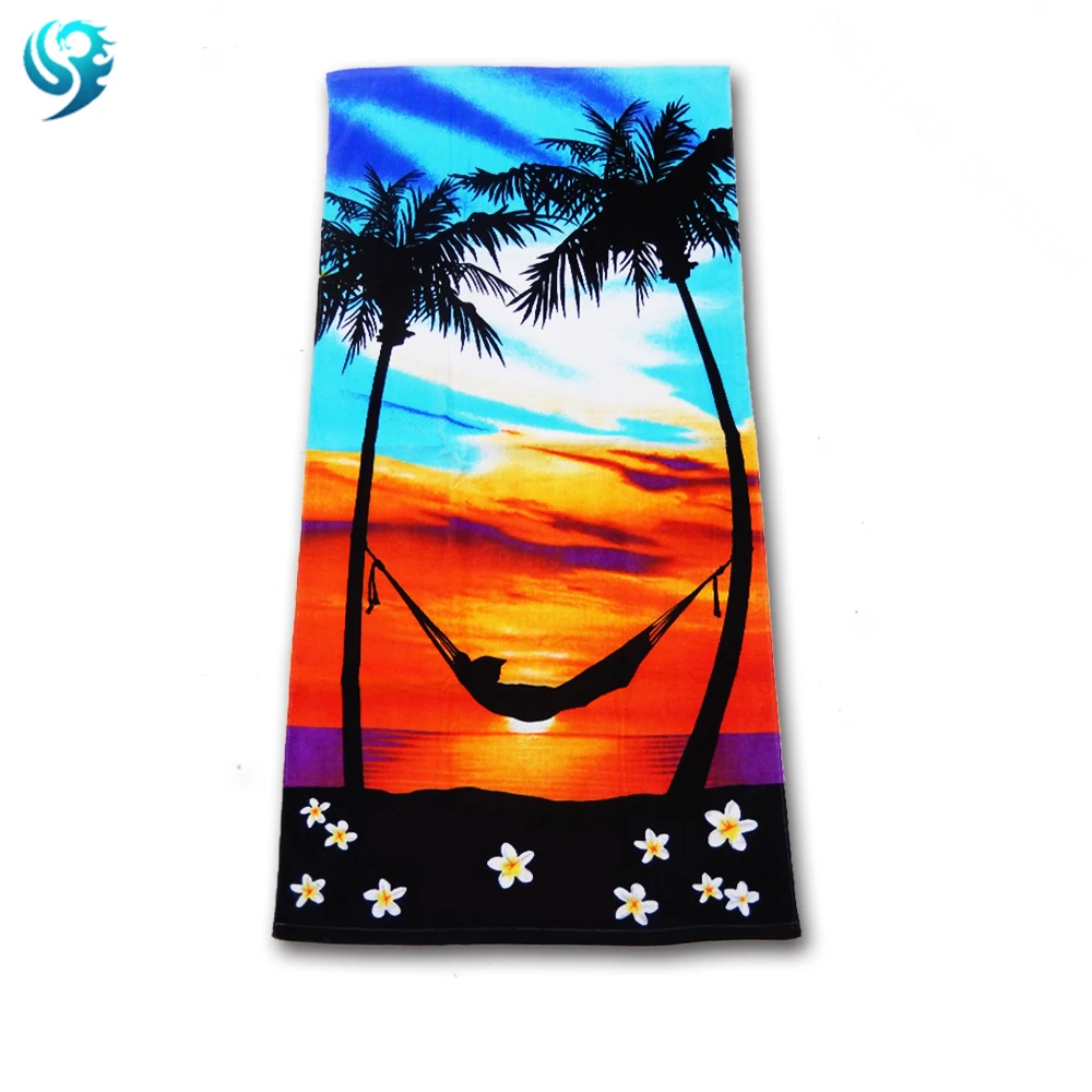 New design towel supplier velour wholesale printed cotton beach towel terry set
