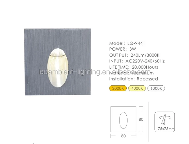 3w led wall light recessed aluminum wall flush mount ceiling led light