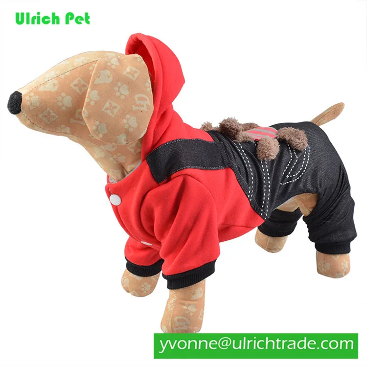 JY446 classical clothing little bear pet dog striped jeans overalls