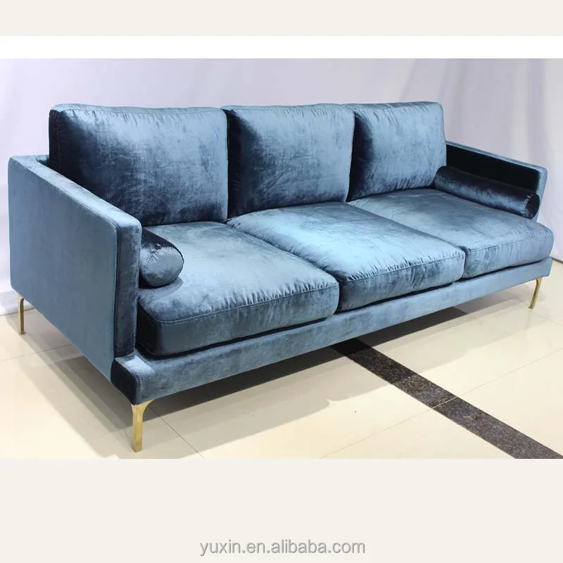 high quality feather memory foam pink colour fabric sofa set with gold feet