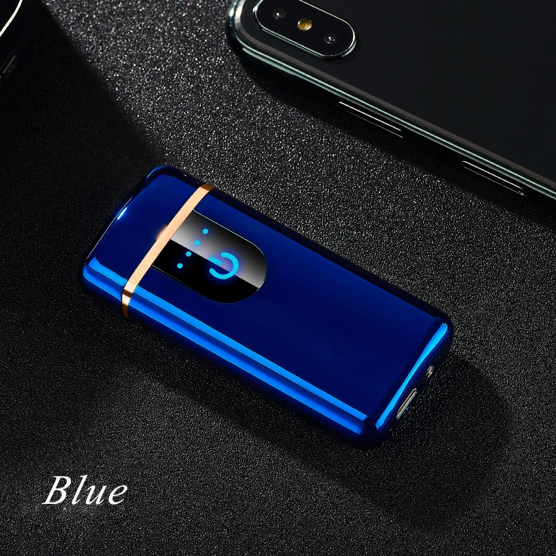 Wholesale metal double arc lighter with touch sensor usb rechargeable electric cigarette lighter