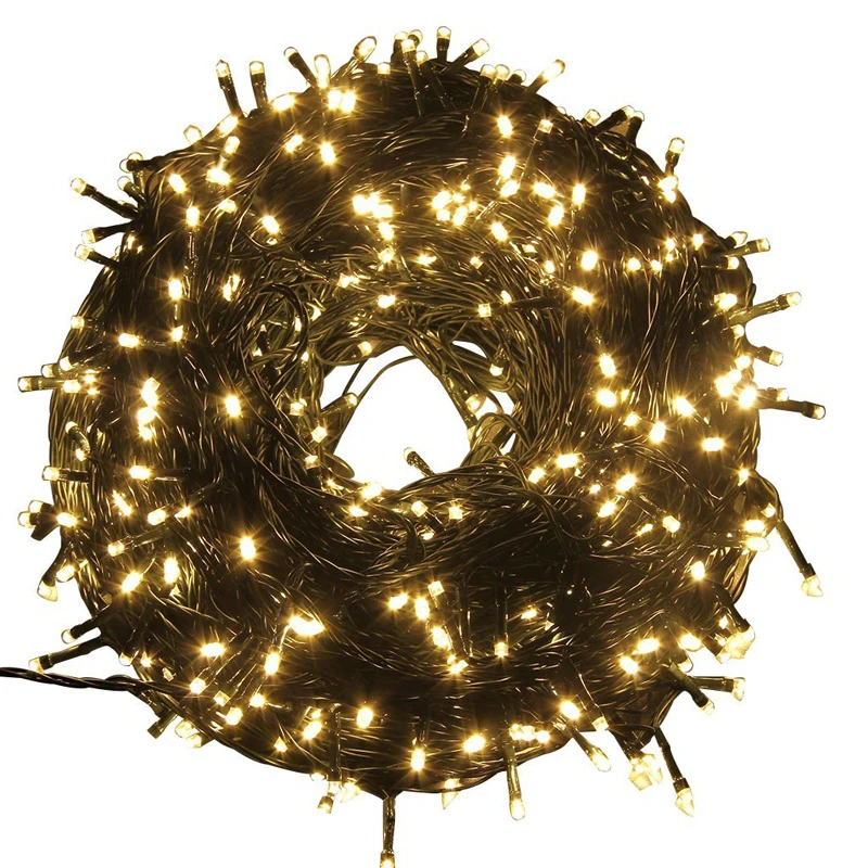 Safe 30V 8 Modes 500 LEDs 100m/328ft Black String Christmas Fairy Lights with DC Transformer for Indoor Outdoor Decoration