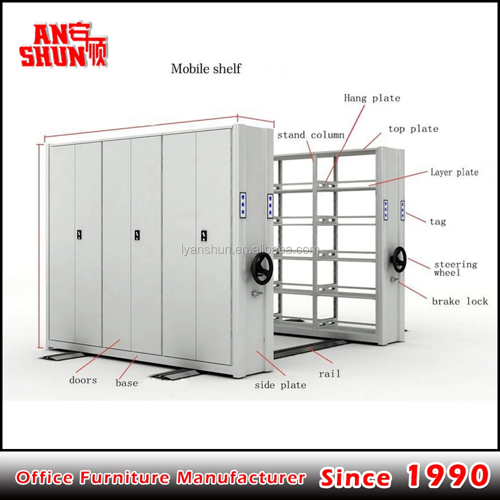 sliding library shelves Metal Compactor shelf cupboards  metal high density mobile shelving system for office steel cabinet