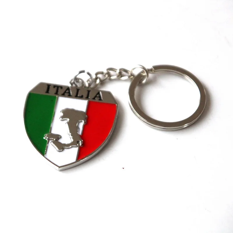 Tourist souvenir zinc alloy custom ITALIA enamel metal embossed logo key chains KEYCHAIN