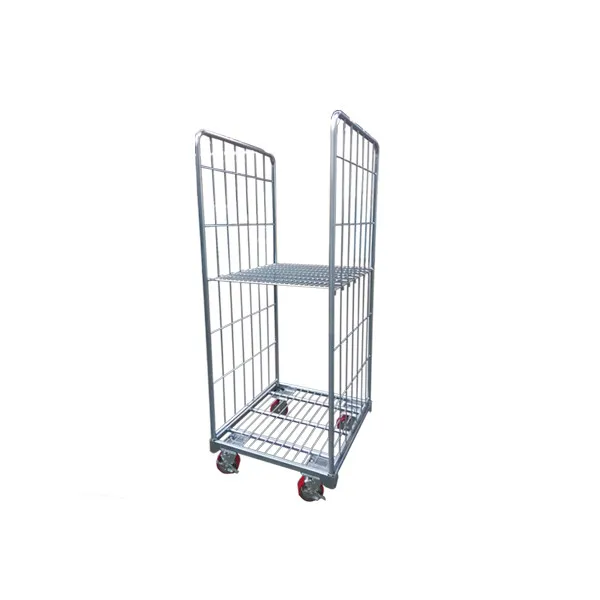Warehouse transport demountable galvanized wire mesh roll container, rolling trolley, hand carts