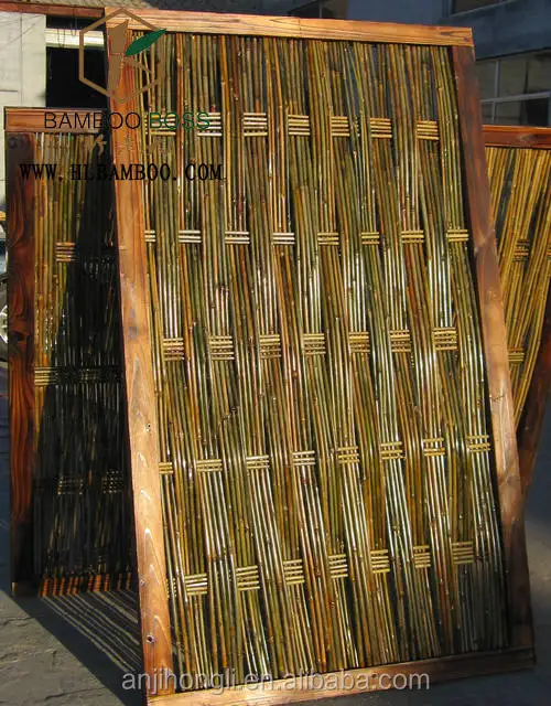 Wood framed bamboo fence natural eco-friendly screen anti-corrosion green diy garden fences post