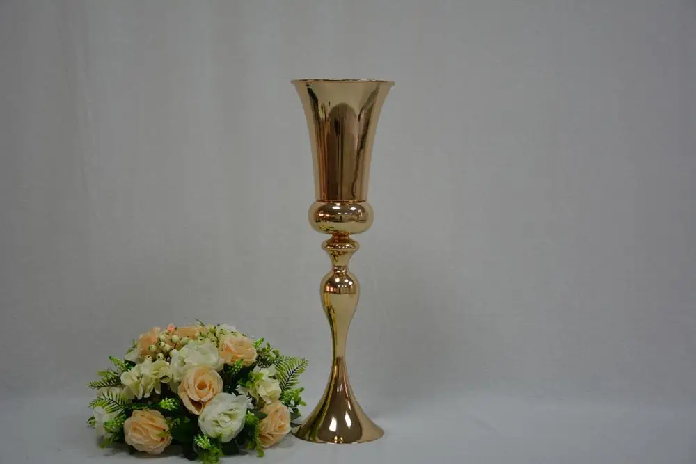 
Hot sell headstand gold&silver trumpet metal vase wedding table centerpiece flower holder centerpiece trumpet vase 
