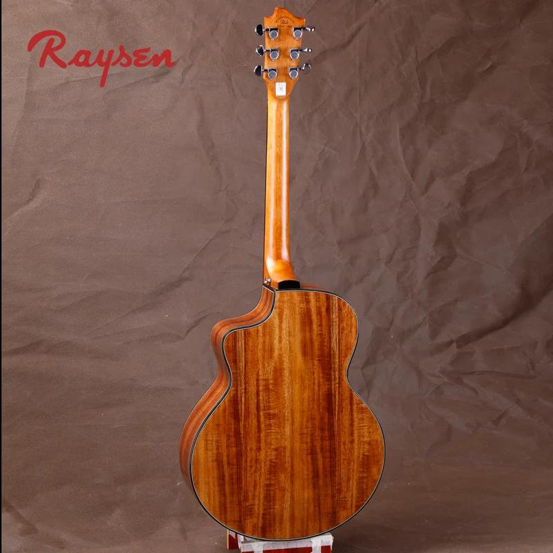 Оптовая продажа, 41 дюйм, глобальная Акустическая гитара, глянцевая краска, корпус из твердой ели koa