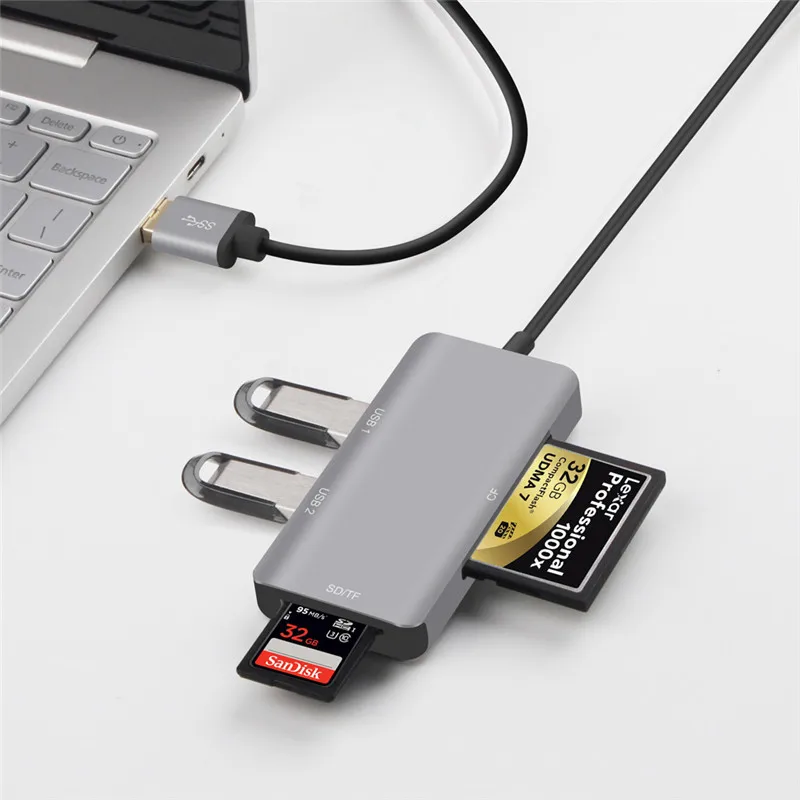 2 ports USB 3.0 HUB 3 in  1 SD TF CF Card Reader usb 3.0 fast CF card reader Adapter