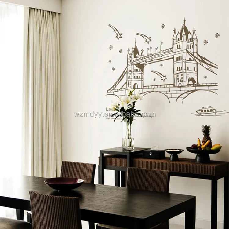 London bridge design home decoration wall sticker removable diy wall sticker