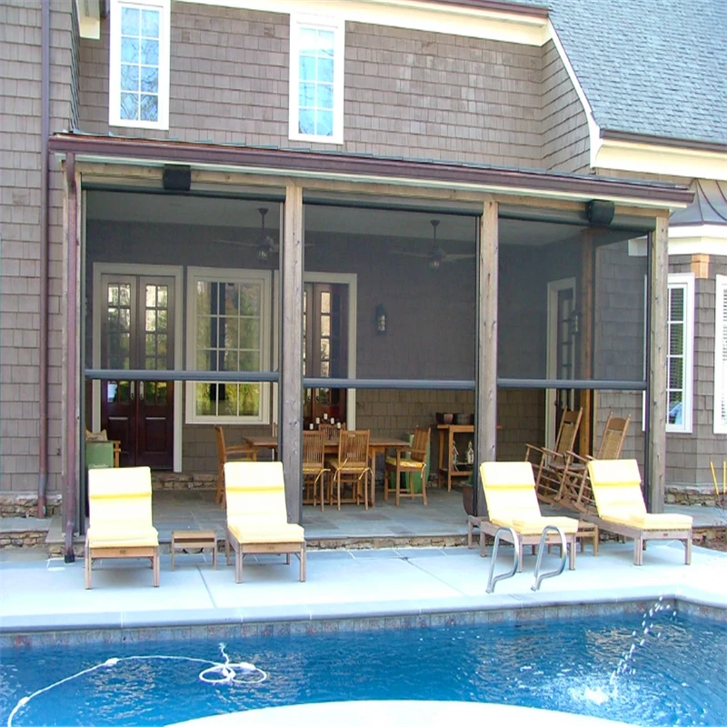 Motorized roll up fiberglass mosquito fly screen window and door