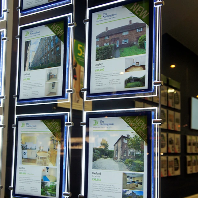 
LED backlit picture frame illuminated poster acrylic crystal slim light box for real estate agent 