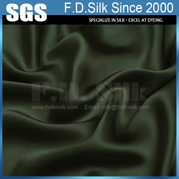Fashion plain satin silk sarees fabric 19mm silk charmeuse fabric 114cm width NO.39 color gray black