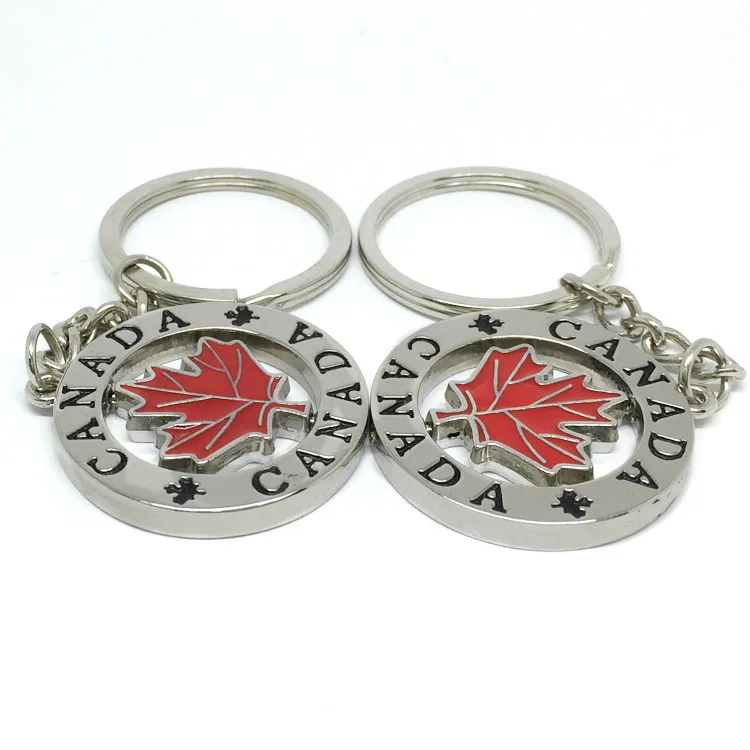 Custom Metal Canada Maple leaf Keychain,  Canada flag  keychain