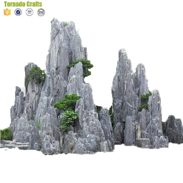 Guangzhou factory high quality design fiberglass rock waterfall rockery artificial fake stone water curtain fountain decor