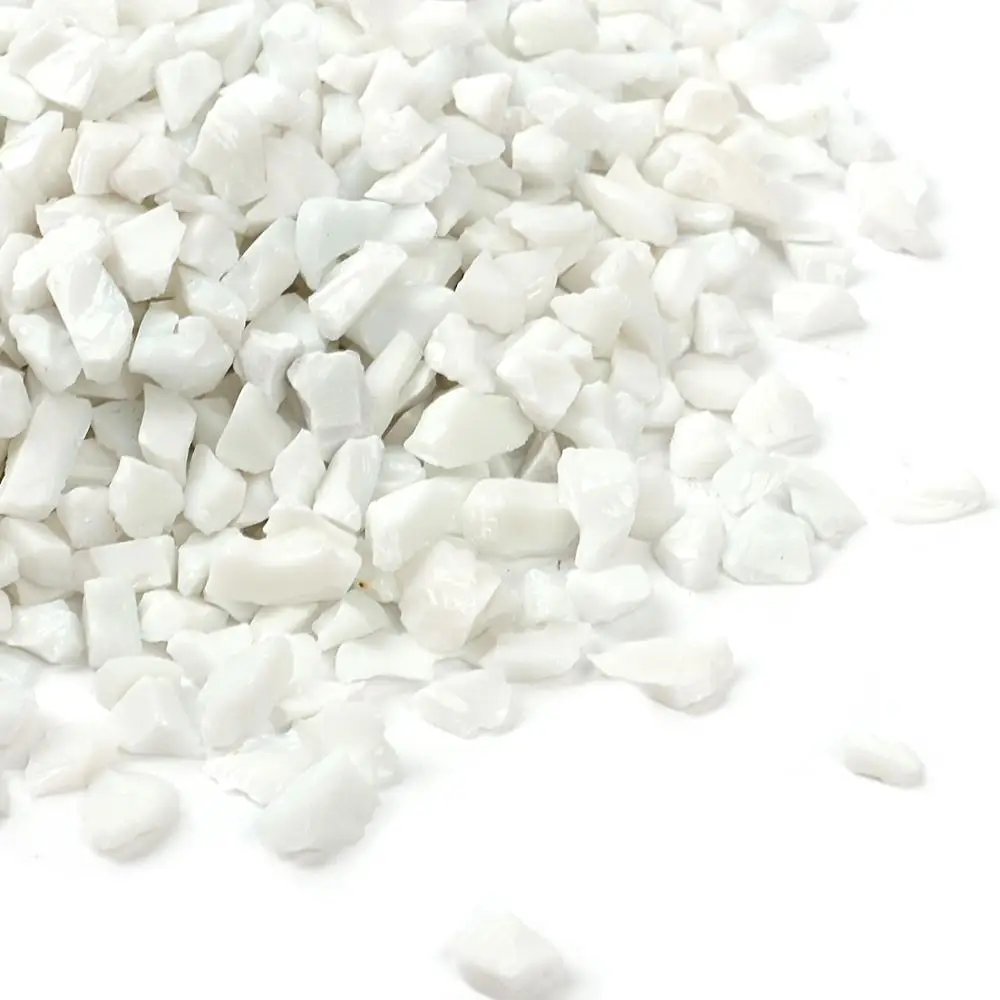 Decorative Porcelain Snow White Glass Stones Gravel for Fire Pit Fireplace Patio Resin Art Decor