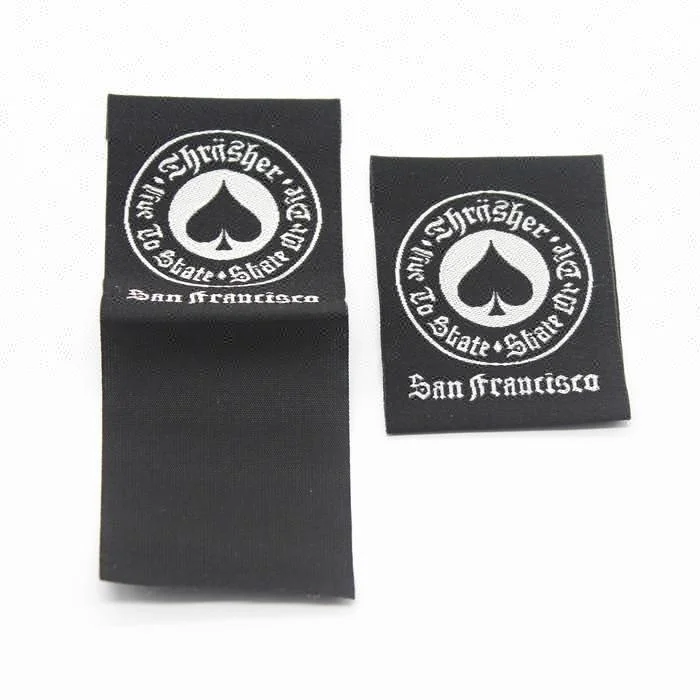 Popular damask woven label garment tag bag labels