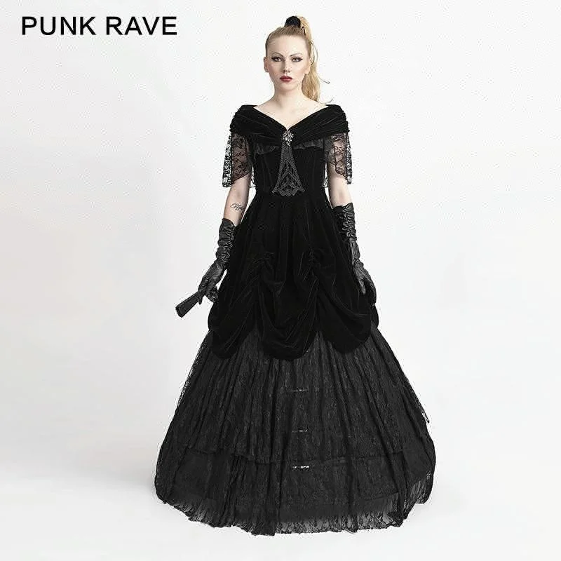 PUNK RAVE Q-273 Velvet Gothic Lolita Party Evening Dress