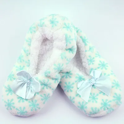 Women Coral soft sole household slippers and hosiery with silicone plastic outsole anti-slip warm floor shoes