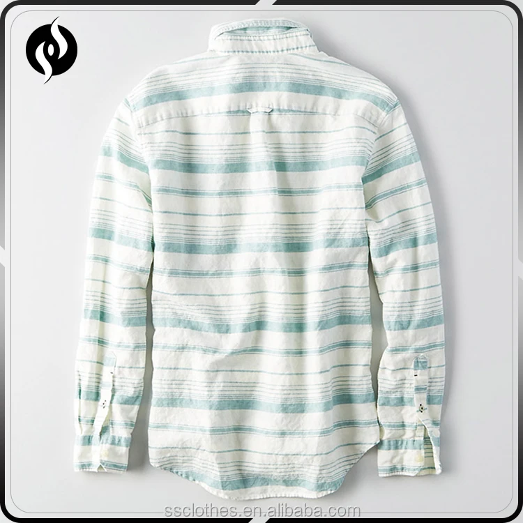 New Fashion Unique design classic fit long sleeve stripe linen hawaiian shirts man for wholesale