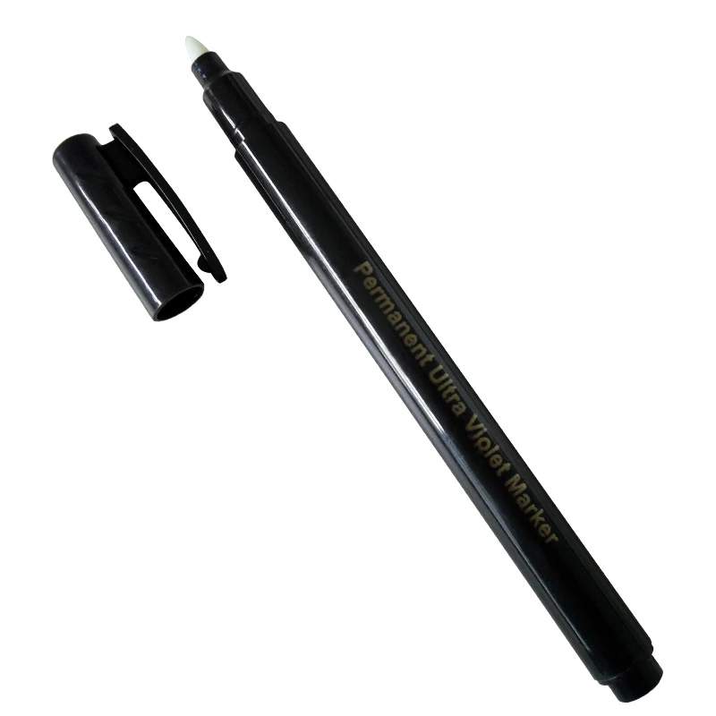 Security uv marker pen permant invisible ink pen with keychain uv black light up ink pens