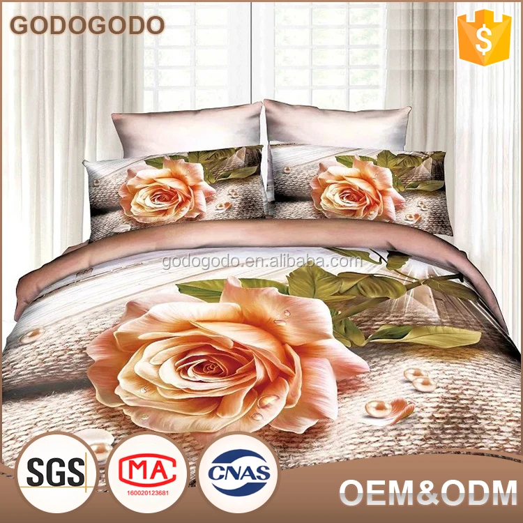 
Luxury Wedding Bed Sheet Comforter 4Pcs King Size Custom Print 3D Printed Bedding Set 