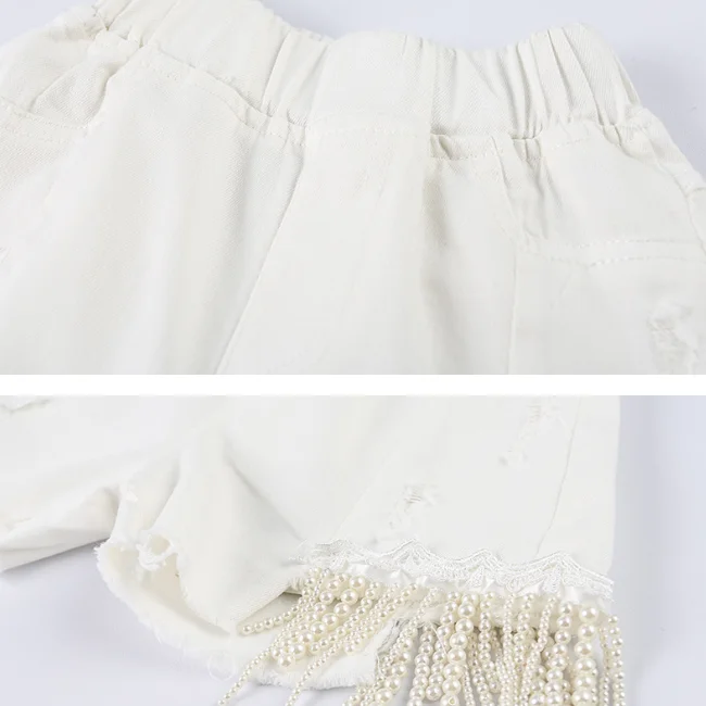 
PHB 60618 white color children 2019 new summer girls shorts jeans 