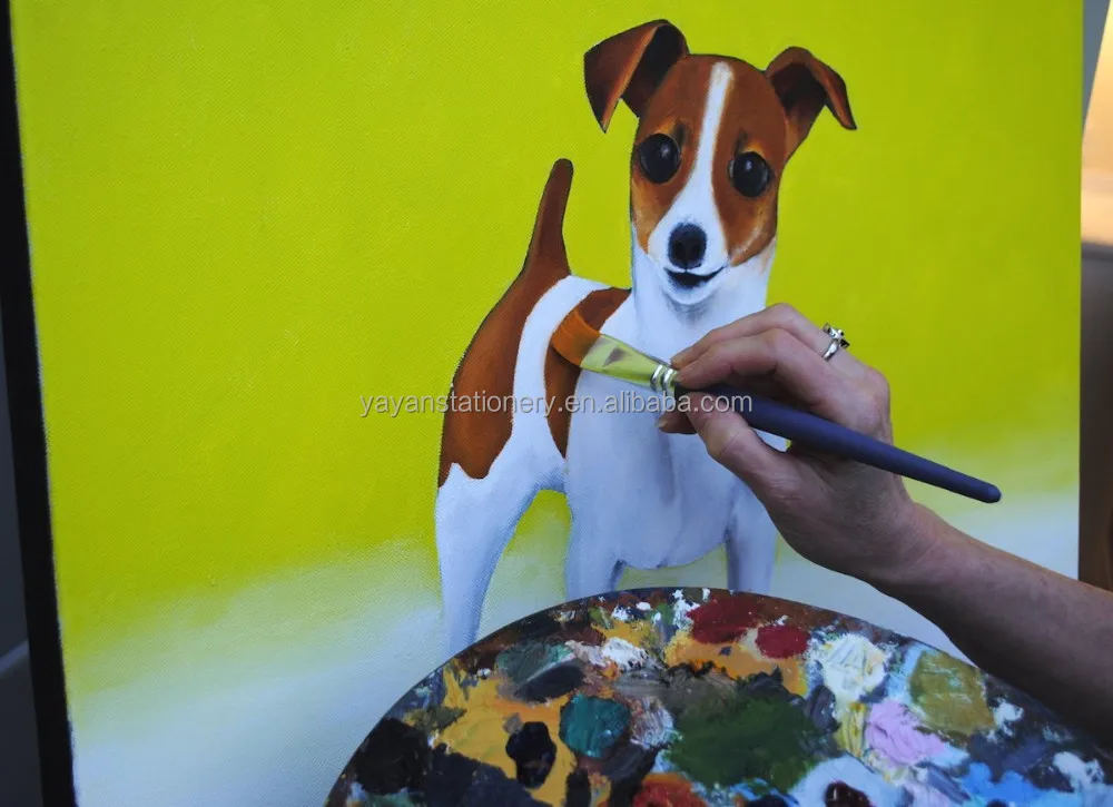 Best Quality Nylon Bristles Flat Shape Short Wooden Handle Art Paint Brushes Synthetic with Premium Case