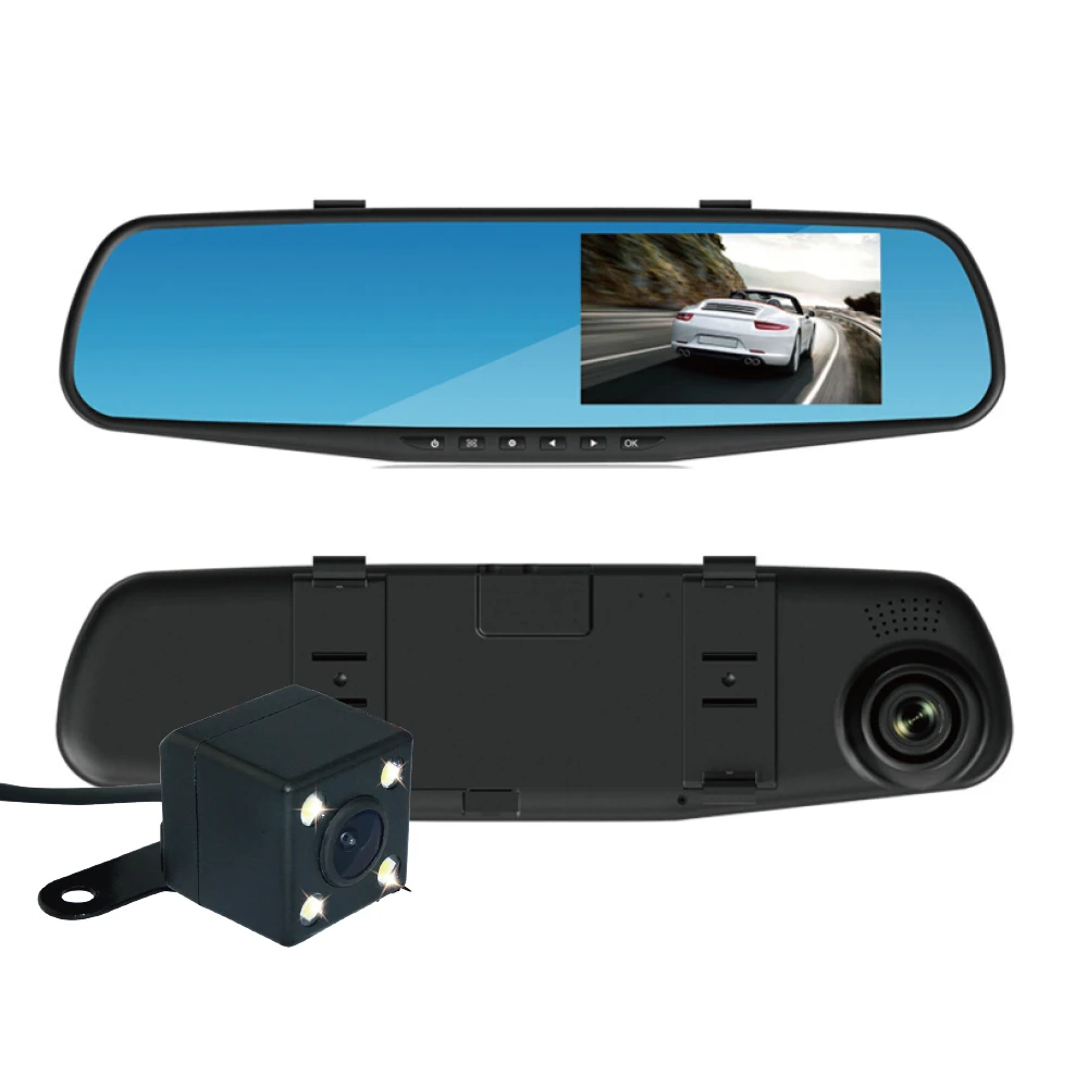 2022 new Mirror Dash Cam 1080P 4.5 inch  Full HD  Dual lens RearView Night Vision For car Dvr Camera factory dashcam